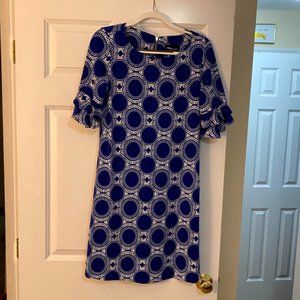 Blue and White Patterned Light Dress Size 10
